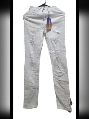 Women's White Distressed Skinny Jeans